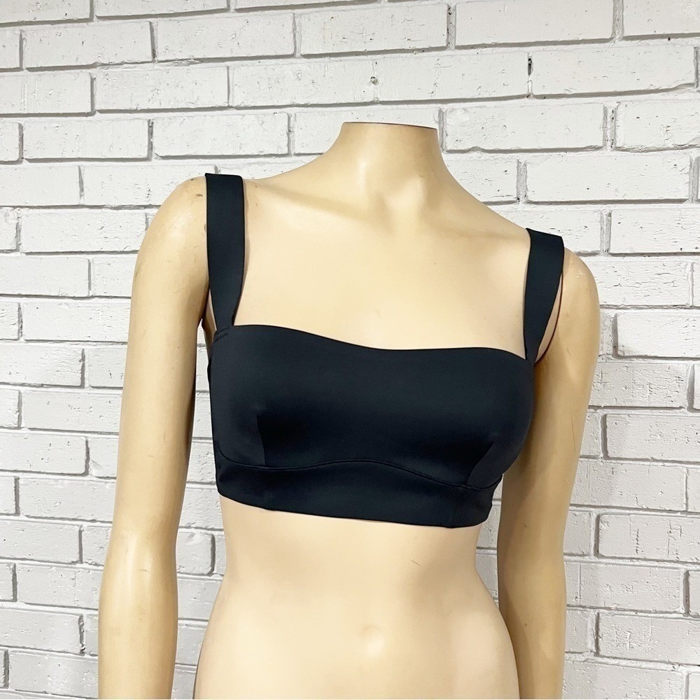 Free People Naomi Longline  Black Square Neck Crop Top Sports Bra | Extra Small